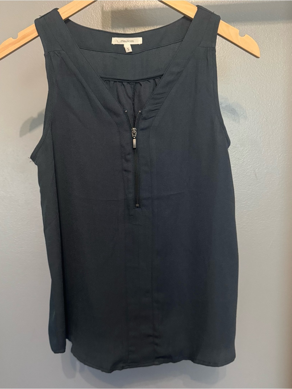 Maurices Navy Zip-Front Sleeveless Blouse